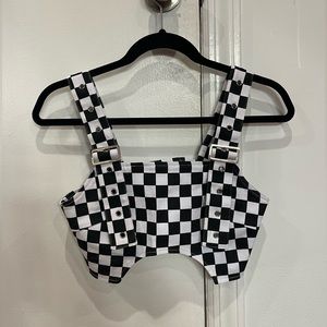 Carmar Denim black and white checkered top - size small